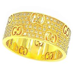 Gucci Gorgeous Diamond Gold Icon Stardust Men's Band Ring 