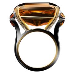 Alexandra Mor Cushion Cut Palmeira Citrine Diamond Gold Platinum Ring