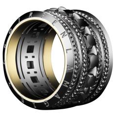 Alexandra Mor 4.45 Carats Princess Cut Black Diamonds Wide Eternity Band Ring 4