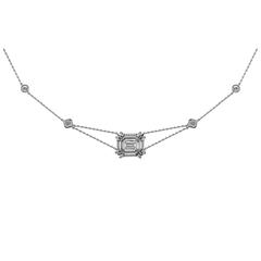 Alexandra Mor 1.43 Carat GIA Cert Emerald Cut Diamond Platform Necklace 
