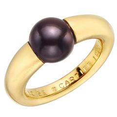 Retro Cartier Black Tahitian Pearl "La Perla" Ring