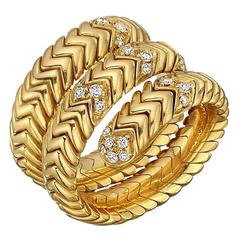 Bulgari Diamond Gold "Spiga" Wrap Ring