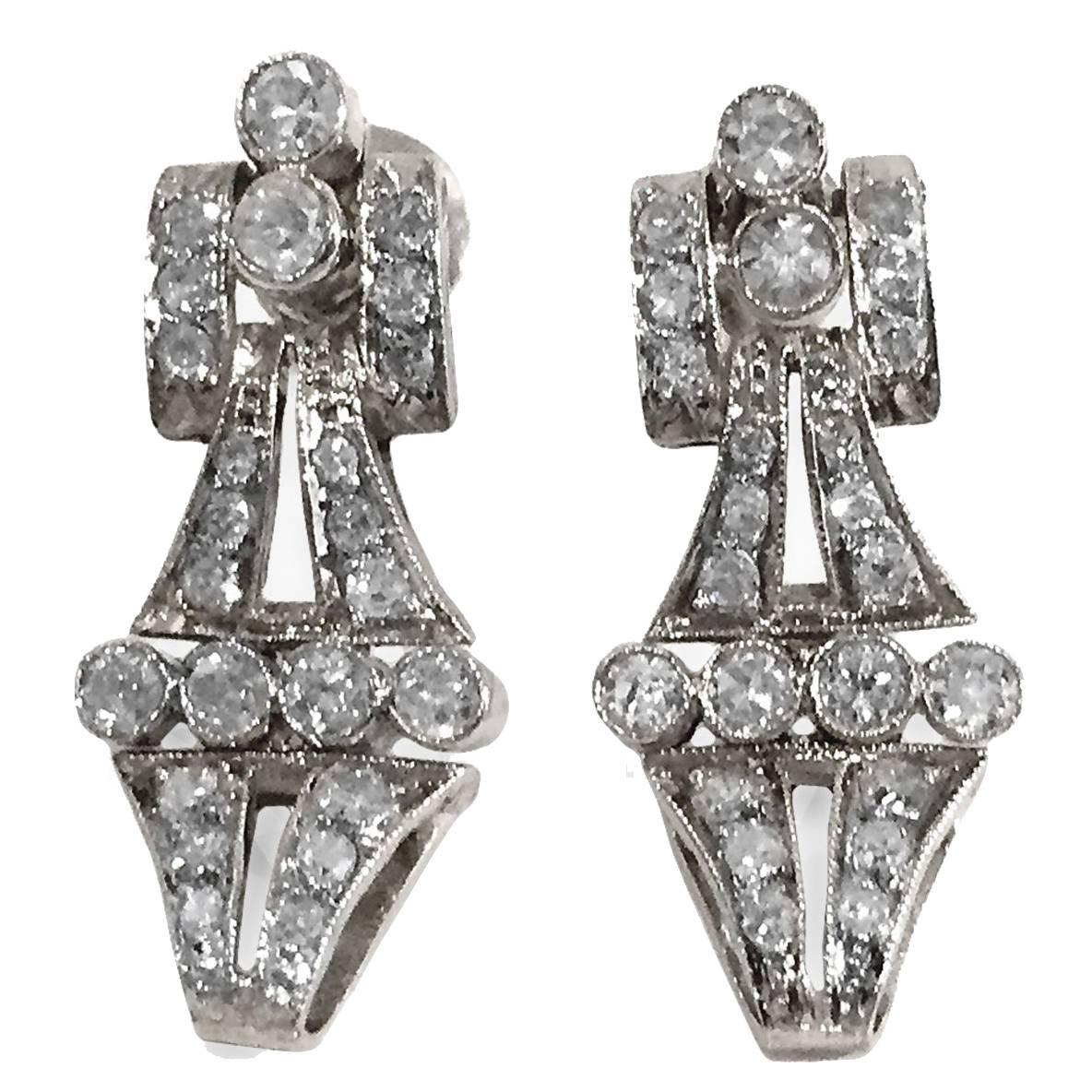 2 Carat Dress Up Down Diamond Platinum Earrings