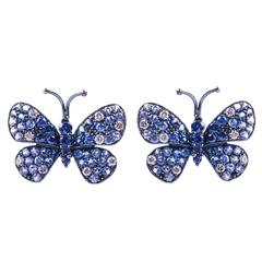 Diamond and Sapphire Butterfly Earrings 