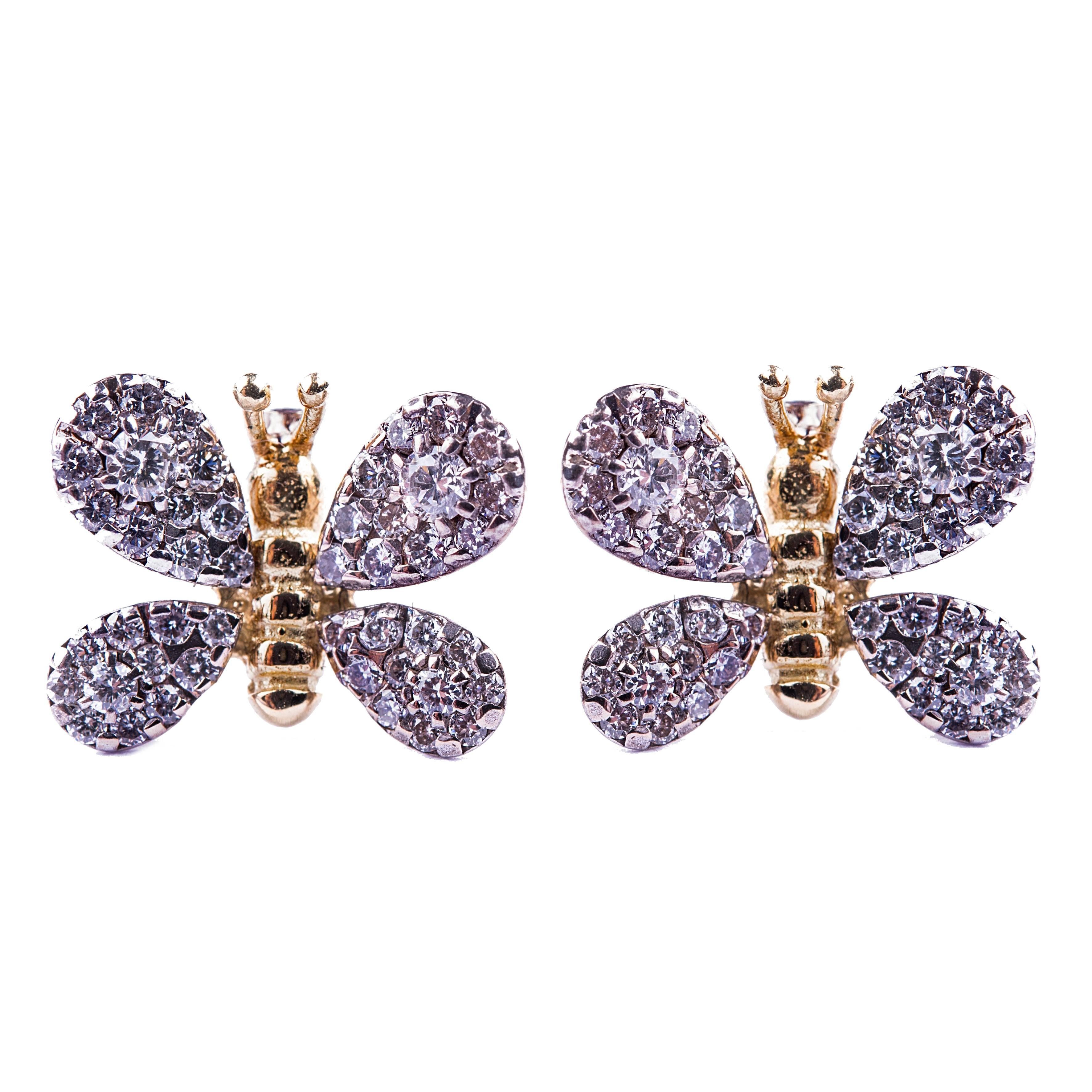 Diamond Butterfly Earrings For Sale