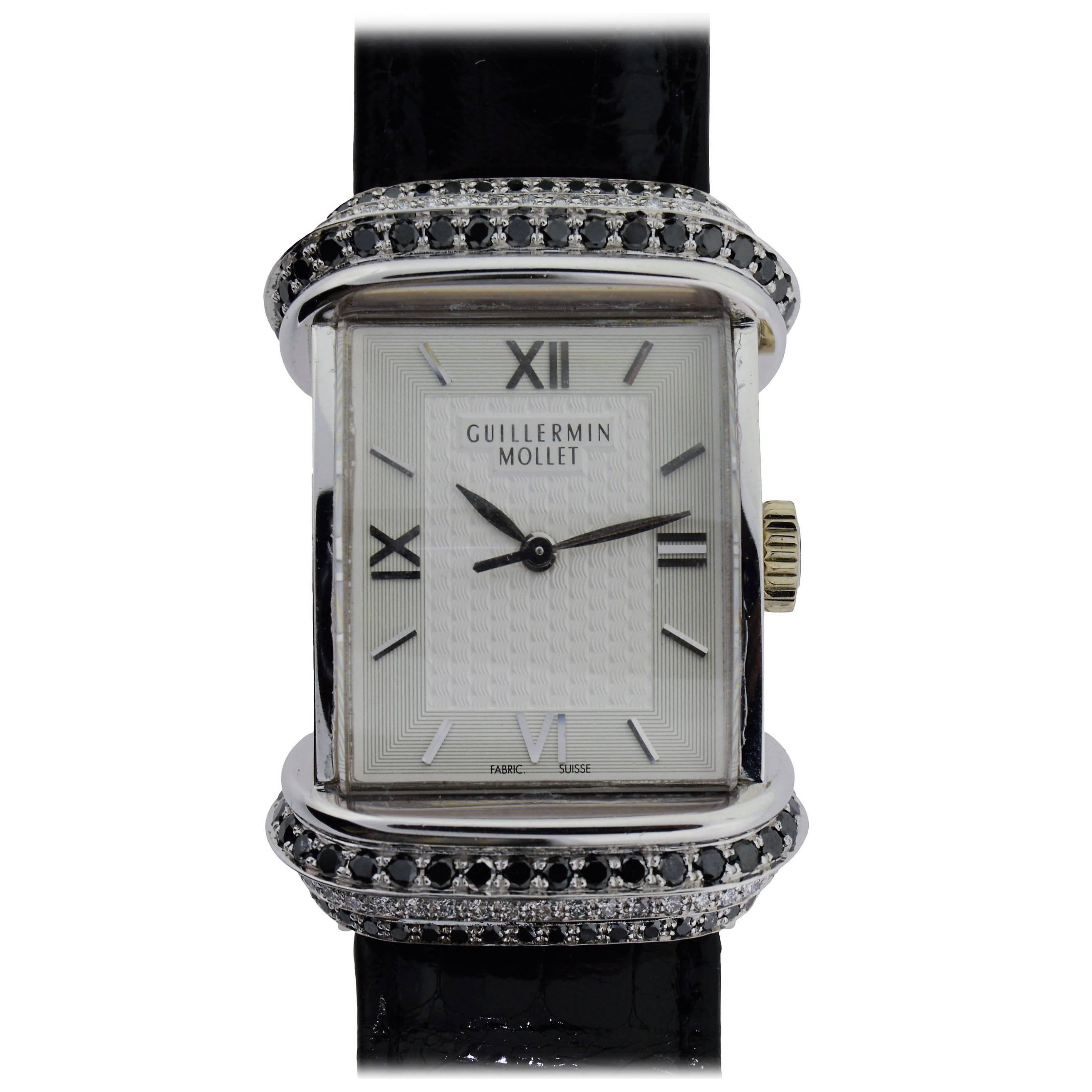 Guillermin Mollet White Gold Number One to One Automatic Wristwatch For Sale