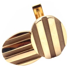  Tiffany & Co. Grooved Oval Gold Cufflinks