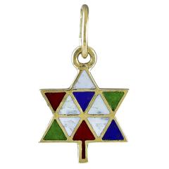 Vintage Chanukah/Christmas Tree Gold Enamel Charm