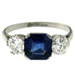 1.69 Carat Sapphire Diamond Platinum Ring