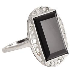 Art Deco Onyx Diamond Cocktail Ring 12