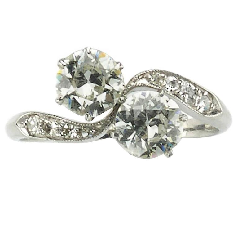 Two Stone Diamond Platinum Twist Ring at 1stDibs | two stone twist ring ...
