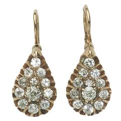 Antique Russian Diamond Gold Drop Earrings 10