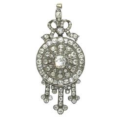 Victorian Diamond Silver Gold Cluster Pendant