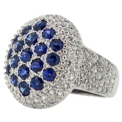 Mouawad Blauer Saphir Diamant Gold Rosette Oval Ring