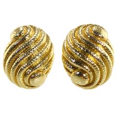 David Webb Gold Shell Earclips