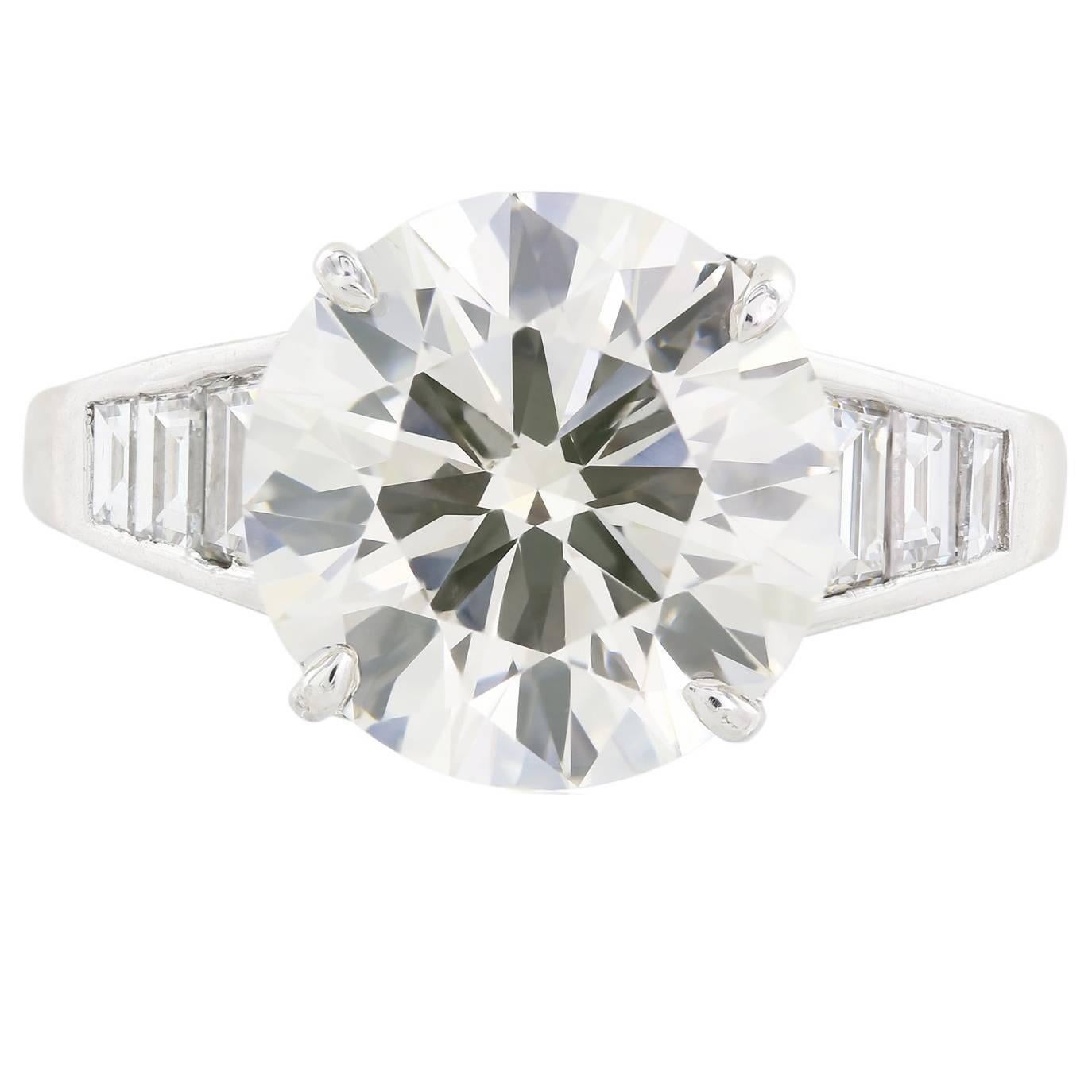 GIA Certified 5.60 Carat Diamond Platinum Ring For Sale