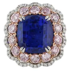 11.16 Carat GIA No Heat Sapphire Fancy Pink Diamond Platinum Ring 11