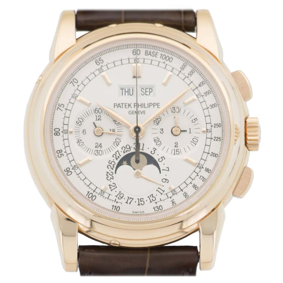 Patek Philippe Rose Gold Perpetual Calendar Chronograph Wristwatch Ref ...