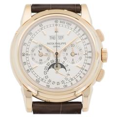 Patek Philippe Rose Gold Perpetual Calendar Chronograph Wristwatch Ref 5970R