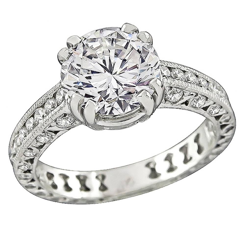 Tacori 2.03 Carat Diamond Platinum Engagement Ring and Wedding Band Set For Sale