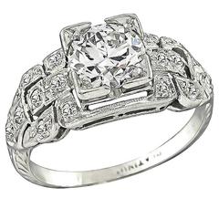 Art Deco 0.85 Carat Diamond Platinum Engagement Ring