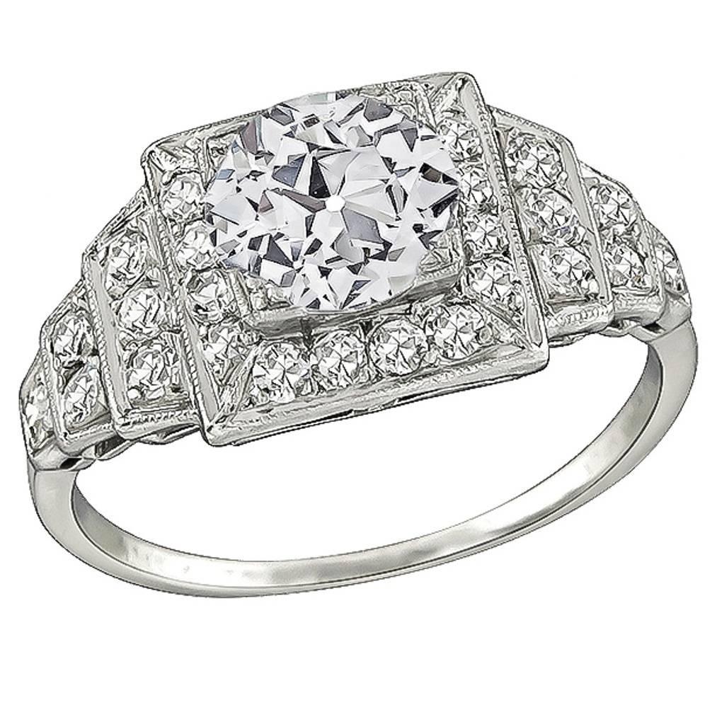 GIA Cert 1.15 Carat Diamond Platinum Engagement Ring