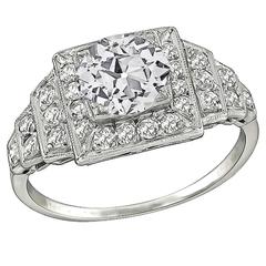 GIA Cert 1.15 Carat Diamond Platinum Engagement Ring 6