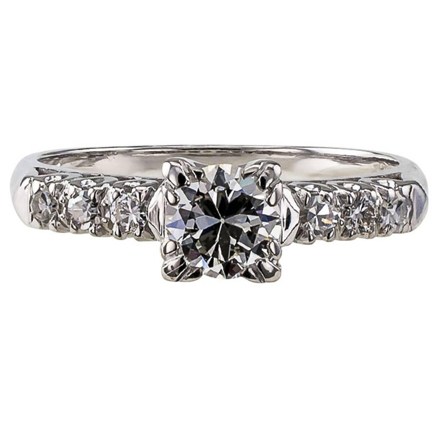 1950s 0.50 Carat Diamond Gold Engagement Ring