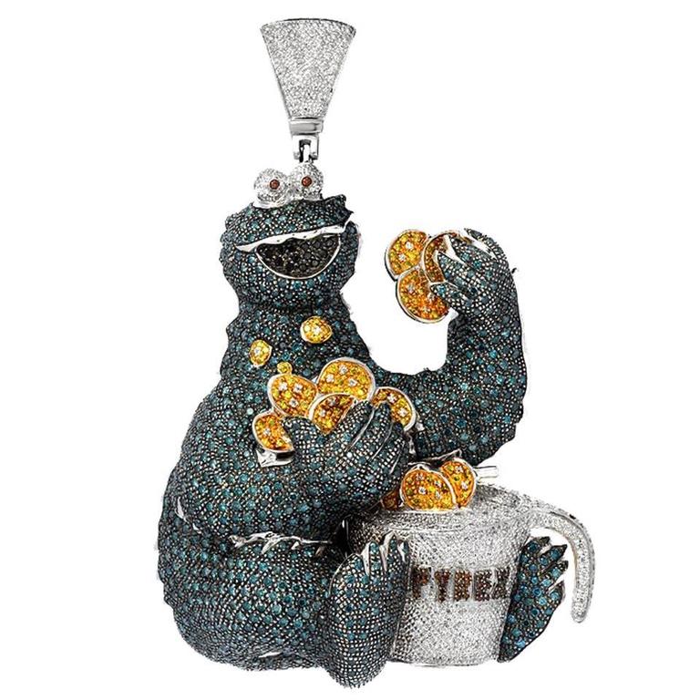 Cookie Monster Diamond Gold Pendant at 1stDibs cookie monster pendant