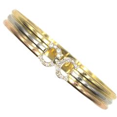 Cartier Diamond CC Tricolor Gold Bangle Bracelet