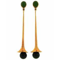 Antonio Pineda Jade Yellow Gold Dangle Earrings