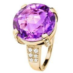 Renesim Purple Amethyst Pave Diamond Gold Ring