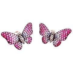 Color sapphire white gold butterfly earrings 10