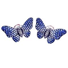 Graduated sapphire gold butterfly earrings 9