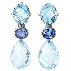 Renesim Blue Topaz Gold Drop Earrings 11