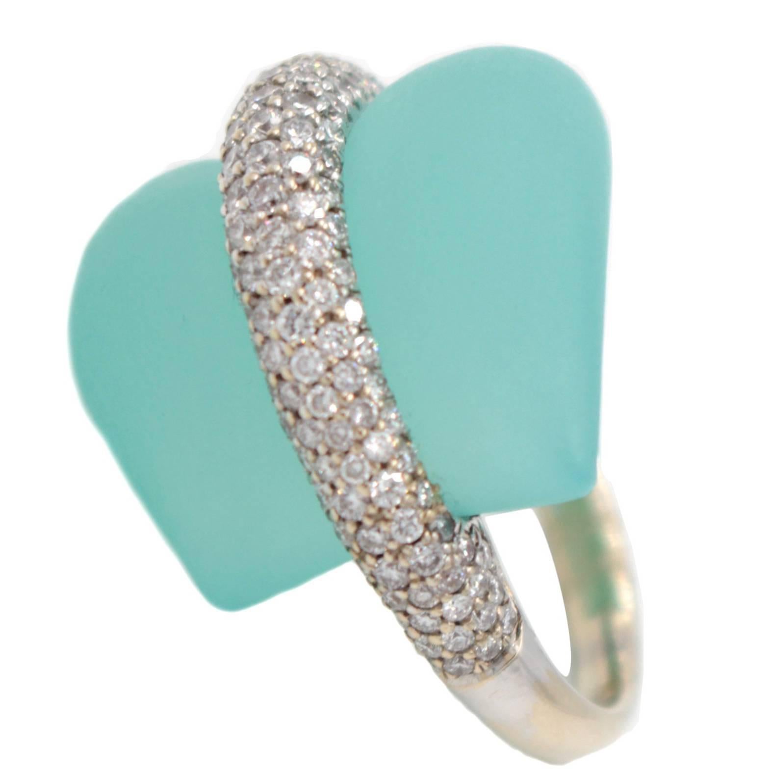 Ionescu Design Aquamarine Diamond Gold Ring For Sale