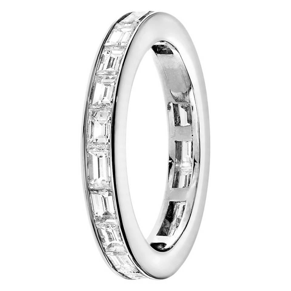 Renesim Baguette Cut Diamond White Gold Eternity Ring For Sale