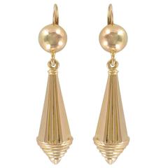 French Art Deco Gold Dangle Earrings