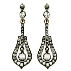 1890s Night&Day Victorian 3.5 carat Diamond Gold Drop Earrings 6