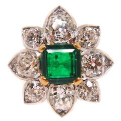Emerald Diamond Gold Platinum Ring 4