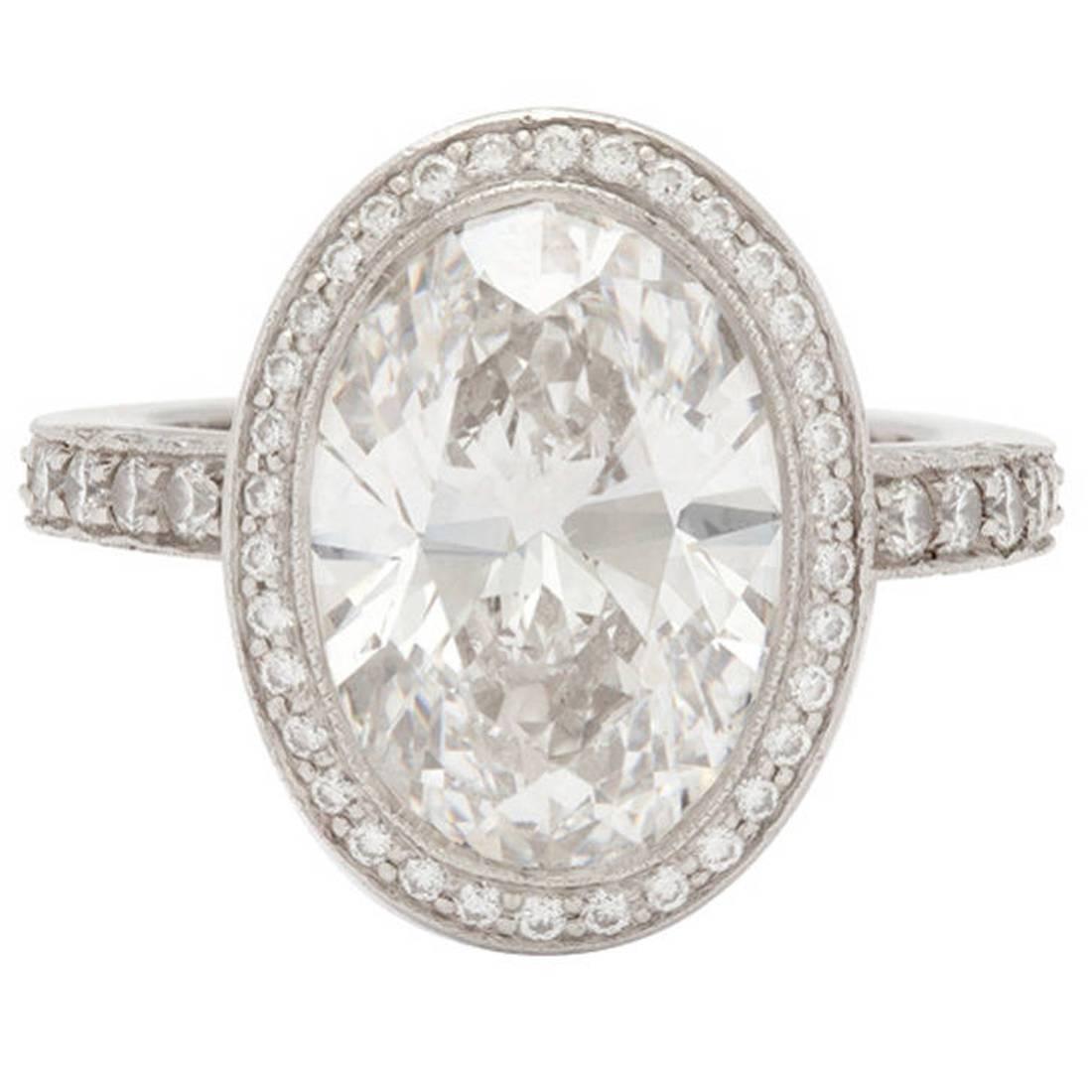 Tiffany & Co. 4.78 Carat Custom Oval Diamond Platinum Ring