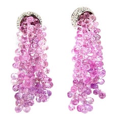 Jona Pink Sapphire White Diamond 18 Karat White Gold Stud Earrings