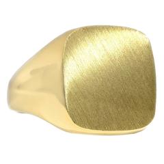 Pedro Boregaard Engravable Heavy Satin and Shiny Gold Handmade Signet Ring