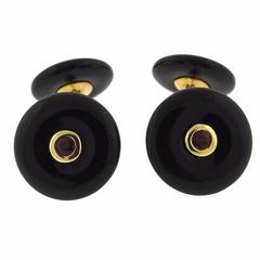 Trianon Onyx Ruby Gold Cufflinks 2
