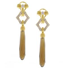 Lagos Diamond and Citrine Briolette Drop Earrings 4