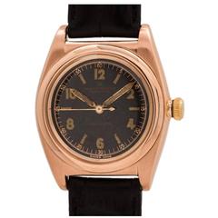 Vintage Rolex Rose Gold Bubbleback Original Black Dial Wristwatch Ref 3131 1946