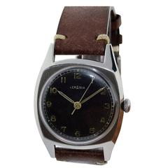 Lemania Stainless Steel Sports Style Cushion Shaped Wristwatch 