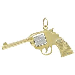 Large Diamond Gold Pistol Charm