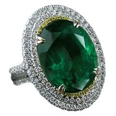 11.36 Carat Emerald and Diamond Ring