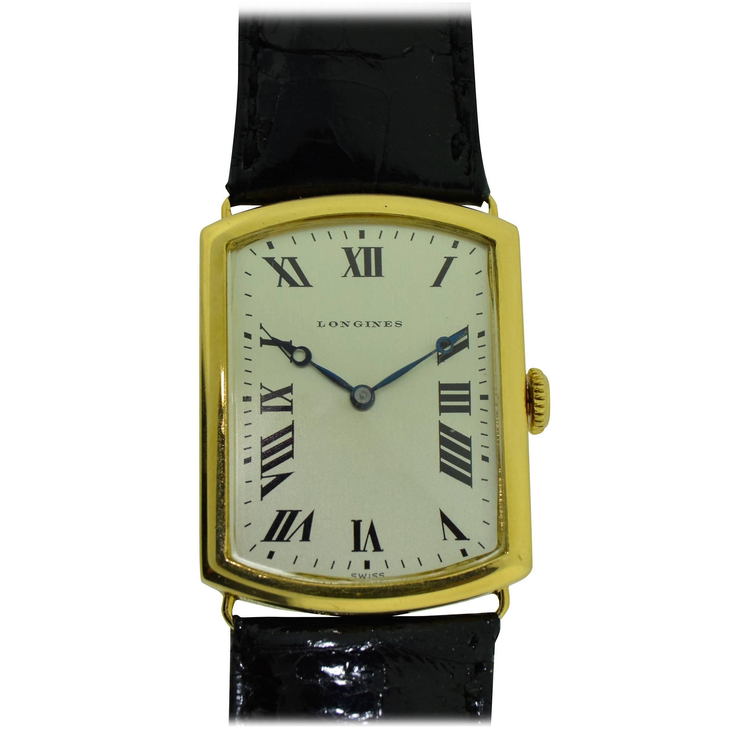 Longines 18Kt. Yellow Gold Men's Wrist Watch, French Hallmarked
